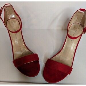 Herstyle ROSEMMINA Red Chunky Heel Open Toe Ankle Strap Womans Shoe Size 11
